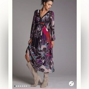 NWT ANTHROPOLOGIE LET ME BE Floral Midi Dress XL